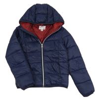 Tmavomodrá šusťáková prošívaná lehká zateplená bunda s kapucí Pepperts