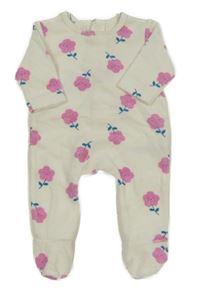 Smetanový sametový overal s kytičkami