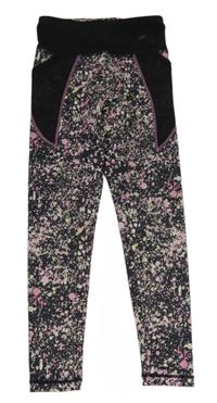 Čierno-ružovo-žlté vzorované športové legíny Primark