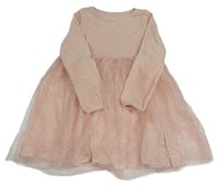 Světlerůžové žinylkovo/tylové šaty 