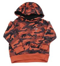 Jahodovo-čierna army mikina s potlačou a kapucňou Next