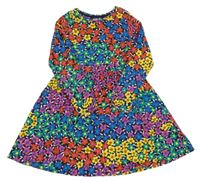 Tmavomodro-barevné květované bavlněné šaty Tu