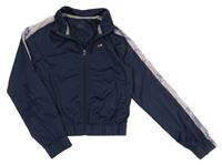 Tmavomodrá športová prepínaci crop mikina so vzorem na rukávech Primark