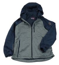 Tmavomodro-melírovaná softshellová bunda s kapucí 