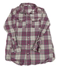 Bílo-růžovo-černá kostkovaná halenka Vans