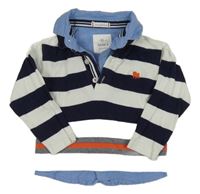 Tmavomodro-biele pruhované polo tričko s košilí Jasper Conran