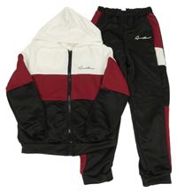 2set - Bílo-vínovo-černá tepláková souprava s nápisem Shein