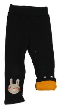 Čierne zateplené legíny so zajačikmi