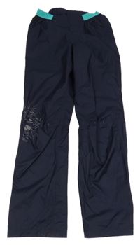 Tmavomodré šušťákové nepromokavé funkčné nohavice Quechua