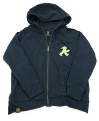 Tmavomodrá prepínaci mikina s panáčkem a kapucňou