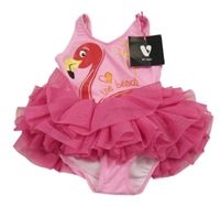 Nové - Růžové jednodílné plavky s plameňákem a tylovou sukní V by Very