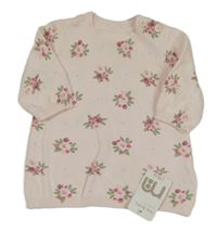 Nové - Svetloružové kvetované pletené šaty Mothercare