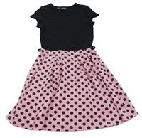 Světlerůžovo-černé šaty s puntíky Bonprix 