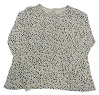 Bielo-modro-béžové kvetované tričko H&M