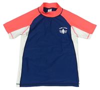 Tmavoodro-ružovo-biele UV tričko s potlačou Next