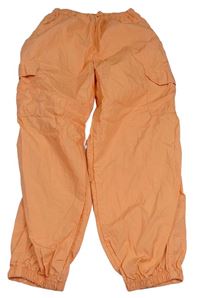 Oranžové plátěné cargo cuff kalhoty Next