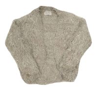 Sivo-bronzový chlpatý svetrový cardigan s flitrami Zara