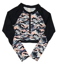 Černo-army UV crop tričko New Look