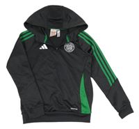 Antracitovo-zelená funkční fotbalová mikina The Celtic FC s kapucí Adidas
