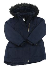 Tmavomodrá šusťáková zimní parka s kapucí George 