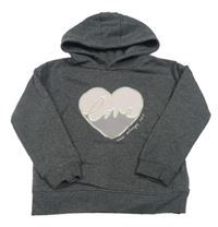 Sivá mikina so srdiečkom a kapucňou Primark