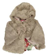 Béžová kožušinová podšitá bunda s kapucňou Ted Baker