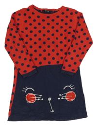 Červeno-tmavomodré pletené šaty s mačkou George