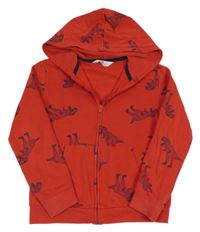 Červená prepínaci mikina s dinosaurami a kapucňou H&M