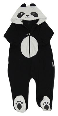 Černo-bílá tepláková kombinéza s kapucí - panda Baby Sweets 