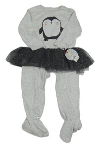 Nové - Šedý overal s tylovou sukní a tučňákem Primark