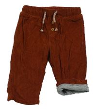 Hnedé menšestrové podšité nohavice Topolino