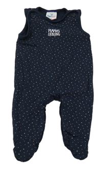 Tmavomodré dupačky s puntíky a nápisem Topolino