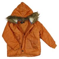 Oranžová šušťáková zimná bunda s kapucňou
