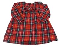 Červeno-barevné kostkované plátěné šaty s mašlí George 