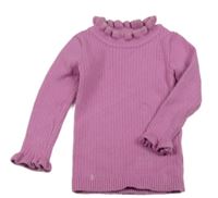 Ružový rebrovaný sveter s kroucenými lemy Matalan