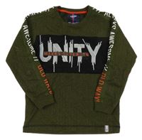 Olivovo-čierne tričko s nápisom Taiga