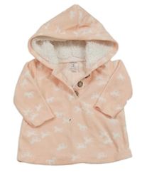 Broskvová fleecová mikina s koníky a kapucňou Carter´s