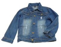 Modrá rifľová bunda s vyšúchaním Shein