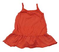 Červené bavlněné šaty s puntíky 
