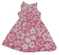 Ružovo-biele kvietkovane bavlnené šaty C&A