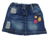 Modrá rifľová sukňa s nášivkami C&A