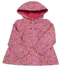 Ružová šušťáková jarná parka s duhami a kapucňou Tu