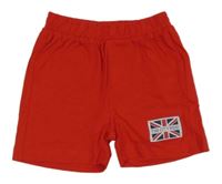 Červené bavlněné kraťasy s vlajkou 