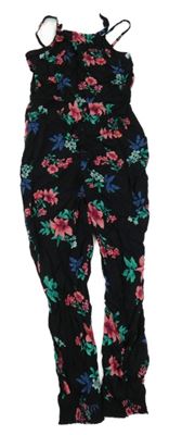 Ružový ľahký nohavicový kvetovaný overal Primark