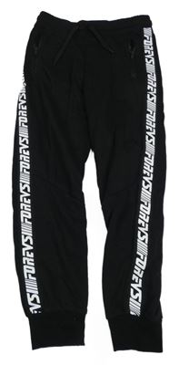 Černé tepláky s nápisem H&M