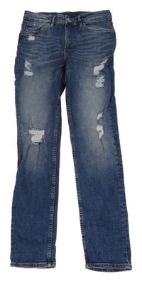 Tmavomodré skinny fit rifle s prošoupáním H&M