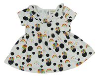 Blo-černé puntíkaté šaty s barevnými sloníky a volánkem Matalan