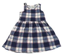 Tmaovmodro-bielo-ružovo-modré kockované šaty zn. H&M