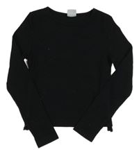 Čierne rebrované crop tričko s nařasením Y.F.K.