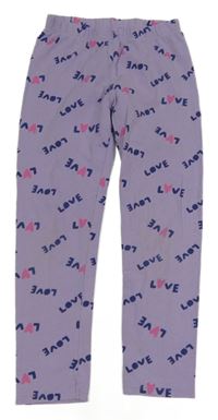 Fialové legíny s nápismi a srdiečkami John Lewis